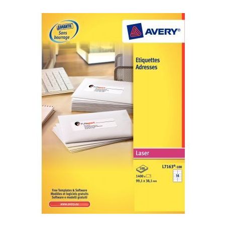 Achetez Pochette de 2100 étiquettes adhésives blanches laser 63,5x38,1mm L7160-100 AVERY pas cher ..