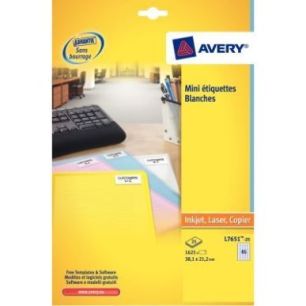 Achetez Pochette de 1625 étiquettes adhésives blanches laser 38,1x21,2mm L7651-25.FR AVERY pas che..