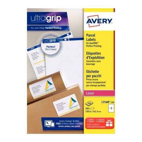 Achetez Pochette de 200 étiquettes adhésives blanches laser 199,6x143,5mm L7168-100 AVERY pas cher..
