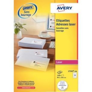 Achetez Pochette de 1400 étiquettes adhésives blanches laser 99,1x38,1mm L7163-100 AVERY pas cher ..