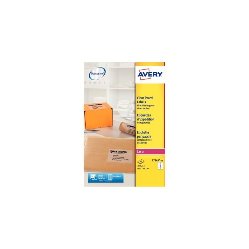 Achetez Pochette de 200 étiquettes transparentes laser 99,1x67.7mm L7565-25 FR AVERY pas cher sur M.. Achetez Pochette de 200 étiquettes transparentes laser 99,1x67.7mm L7565-25 FR AVERY pas cher sur M..