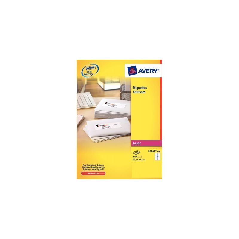 Achetez Pochette de 1000 étiquettes adhésives blanches laser 99,1x57mm L7173-100 AVERY pas cher su.. Achetez Pochette de 1000 étiquettes adhésives blanches laser 99,1x57mm L7173-100 AVERY pas cher su..