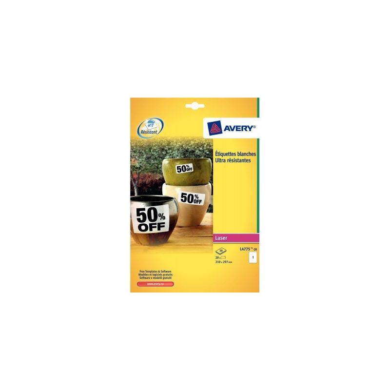 Achetez Pochette de 280 étiquettes indéchirables adhésif permanent blanc 99,1x38,1mm L7063-20 AVE.. Achetez Pochette de 280 étiquettes indéchirables adhésif permanent blanc 99,1x38,1mm L7063-20 AVE..