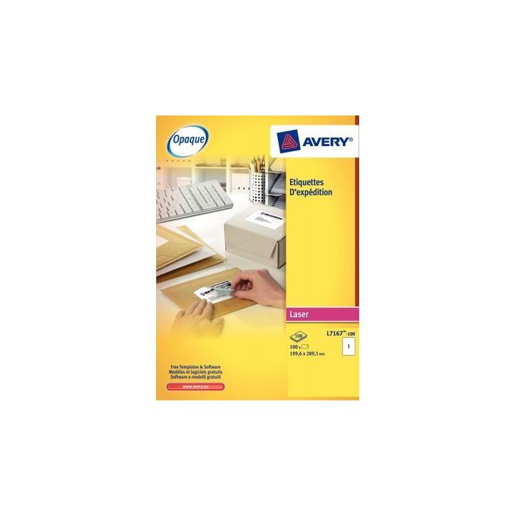 Pochette de 800 étiquettes adhésives blanches laser 99,1x67,7mm L7165-100 AVERY