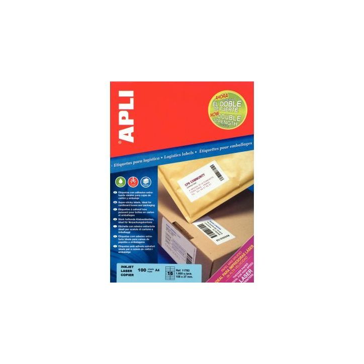 Boîte de 100 étiquettes adhésives extra fortes blanches 297x210mm 11787 AGIPA