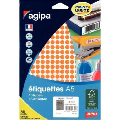 Achetez Etui de 2940 pastilles adhésives diamètre 8 mm orange 114305 AGIPA pas cher sur Ma Rentré..