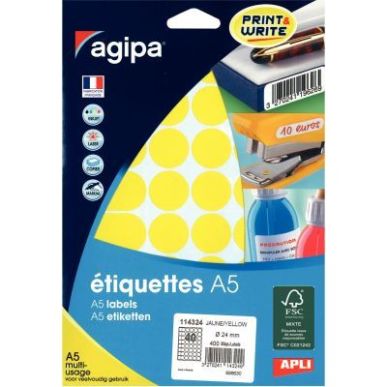 Achetez AGI ETUI A5 400 ETIQUETTES JAUNE DIAM 24 PEFC 1143 pas cher sur Ma Rentrée Scolaire