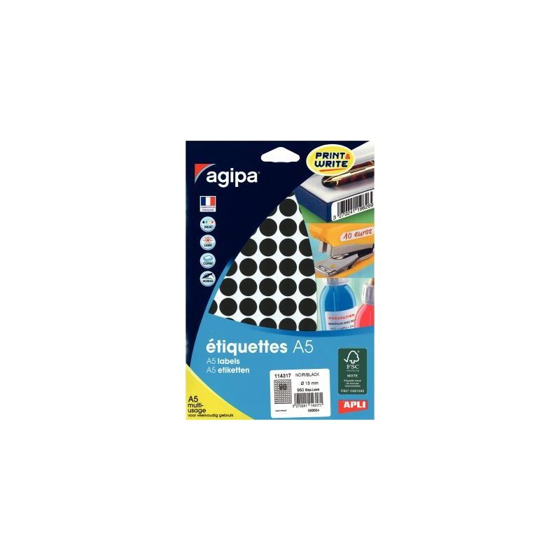 Achetez Etui de 960 pastilles adhésives diamètre 15 mm noir 114317 AGIPA pas cher sur Ma Rentrée .. Achetez Etui de 960 pastilles adhésives diamètre 15 mm noir 114317 AGIPA pas cher sur Ma Rentrée ..