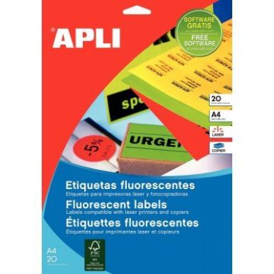 Achetez Pochette de 20 étiquettes laser/copieur 210x297mm coloris  jaune Flaconuo 2878 APLI pas che..