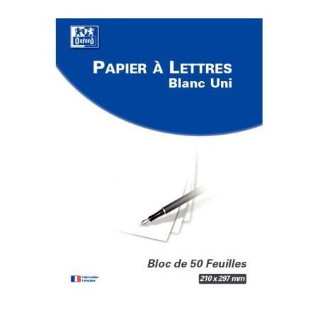 Achetez Bloc de correspondance 50 feuilles, format A4, uni, papier blanc 80g 100100764 OXFORD HAMELI..