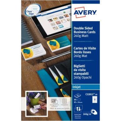 Achetez Paquet de 80 cartes de visite blanc mat 85x54mm 260g C32015-10 AVERY pas cher sur Ma Rentré..