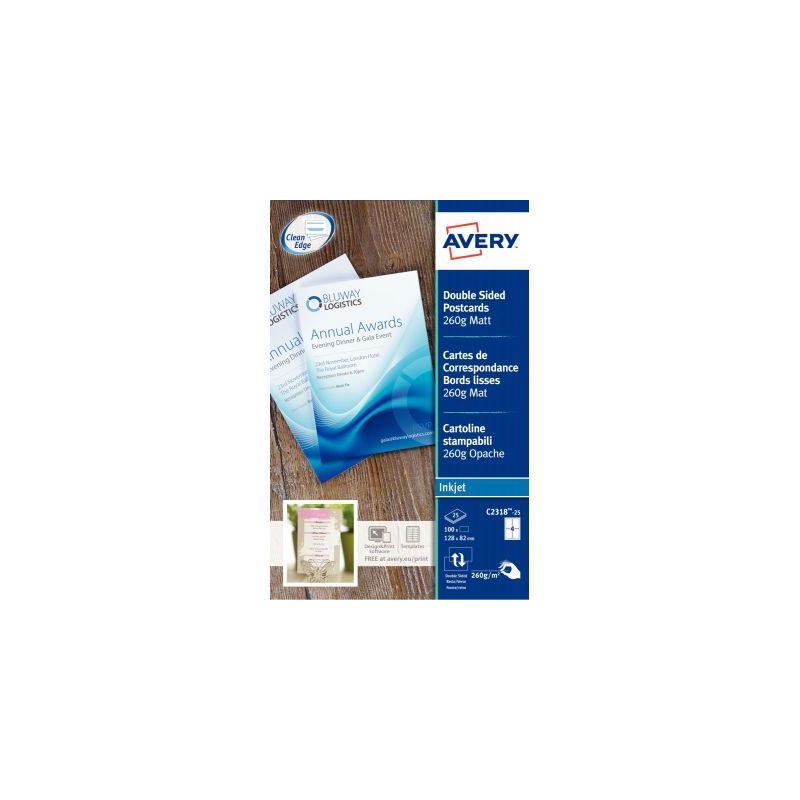 Achetez Pochette de 75 cartes de correspondance 210x99mm 220G C2359-25 AVERY pas cher sur Ma Rentré..