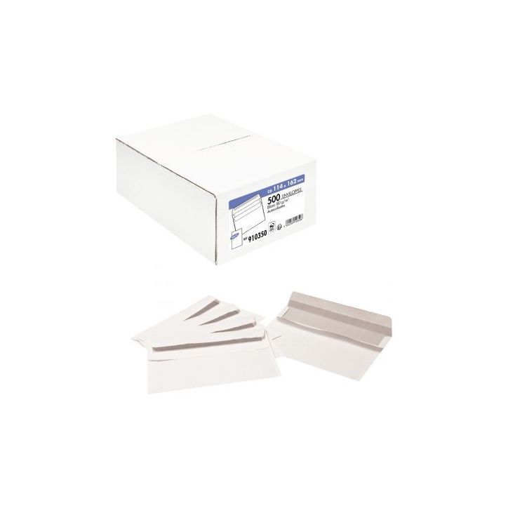 Boîte de 500 enveloppes blanches C6 114X162 80g/m² autocollantes 910350 LA COURONNE