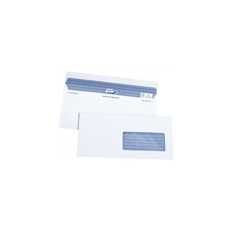 Achetez Boîte de 100 enveloppes blanches DL+ 112x225 90g/m² fenêtre 45x100 SECURE autocollante 50..