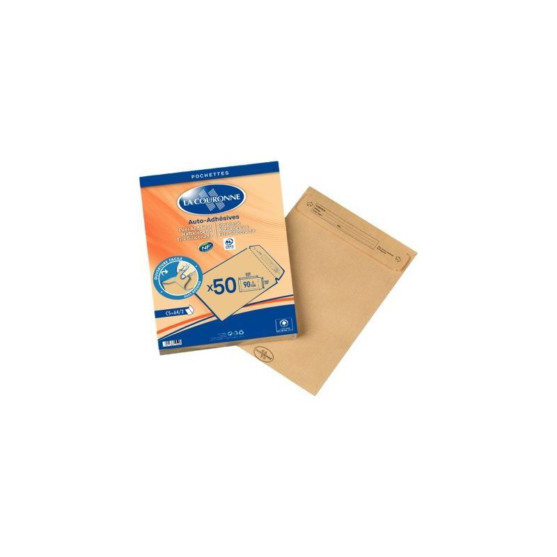 Achetez Paquet de 50 pochettes kraft C5 162x229 90g/m² bande de protection 51954 LA COURONNE pas ch..