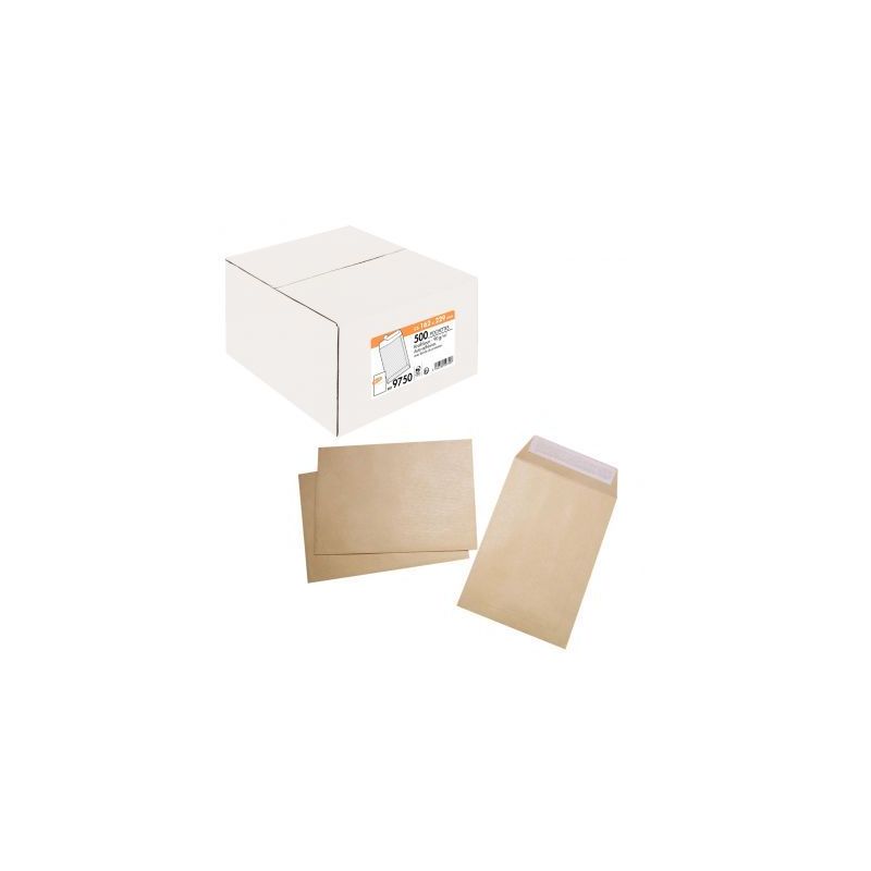 Achetez Boîte de 500 pochettes kraft Brun recyclé 90g C5 162x229 auto-adhésives pas cher sur Ma R..