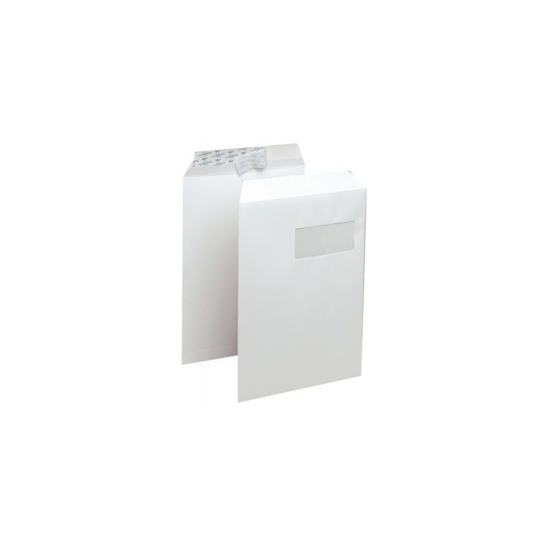 Achetez Boîte de 250 pochettes vélin blanc C4 229x324 90g/m² fenêtre 50x110 bande de protection ..