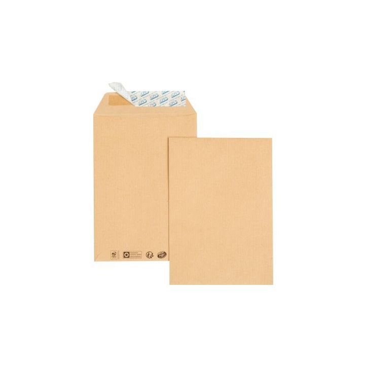 Paquet de 25 pochettes kraft 260x330 90g/m² bande de protection 39302