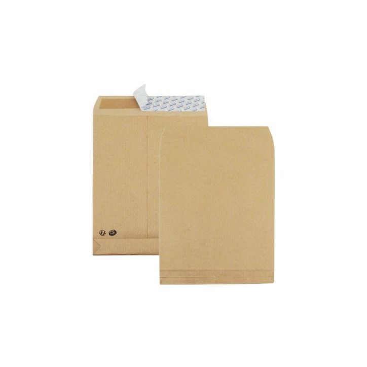 Paquet de 50 pochettes kraft à  3 soufflets 229x324  120g/m² bande de protection 501791 LA COURONNE
