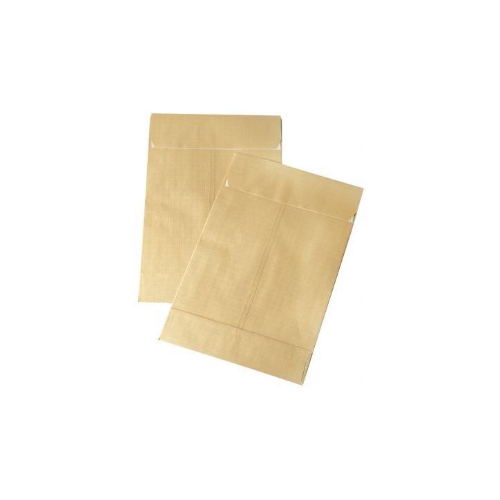 Paquet de 50 pochettes kraft armé brun 3 soufflets 280x375 130g/m² bande de protection 501731