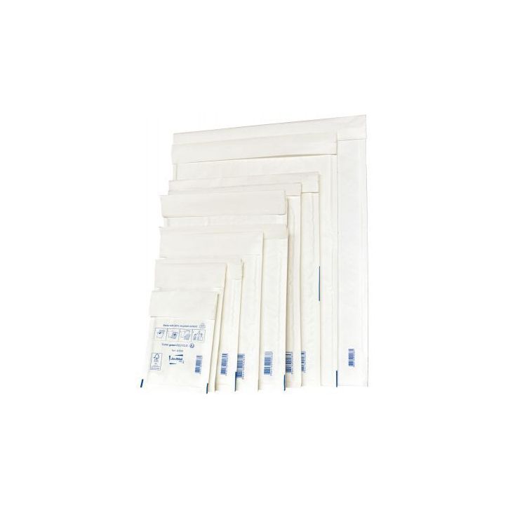 Paquet de 10 pochettes matelassées en kraft Blanches bulles format 22 x 33 cm