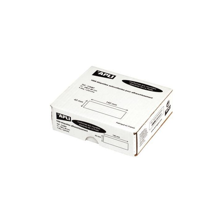 Boîte de 1000 étiquettes d'affranchissement 140x40mm - 1 pose 115497 AGIPA
