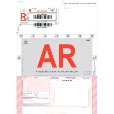 Achetez Boite de 250 imprimés recommandés avec accusé de réception pour l'international 3263 pas..