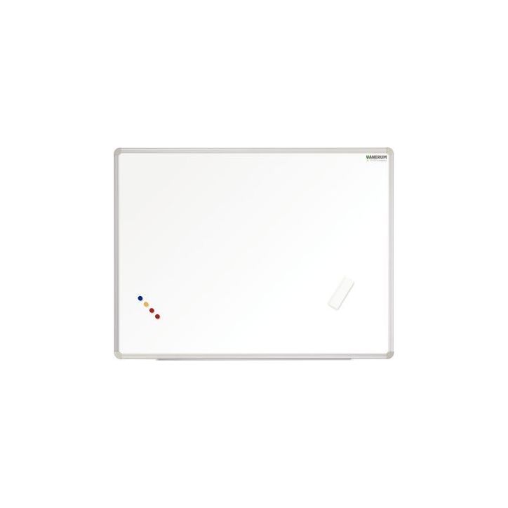 PERGAMY Tableau Blanc émaillé magnétique, cadre aluminium, Format : L150 x H100 cm