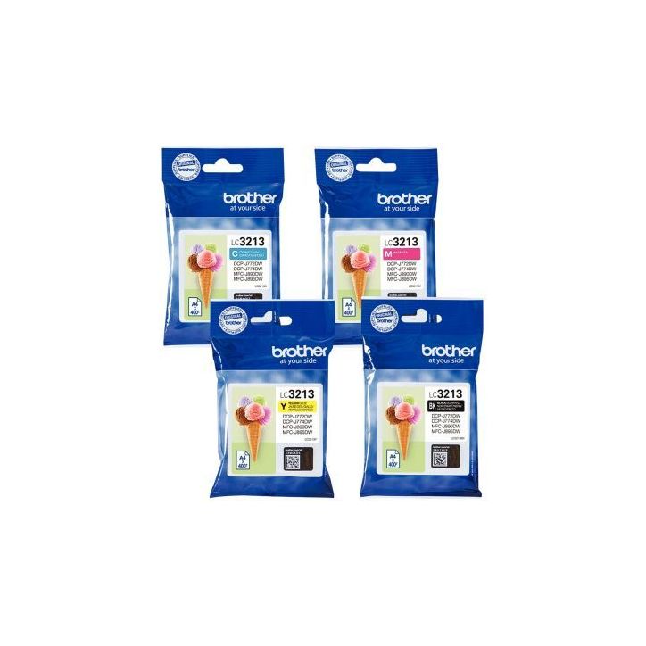 Lot 4 cartouches encre à la marque Brother LC3213VAL noir, cyan, magenta et jaune Glace LC3213VAL BROTHER