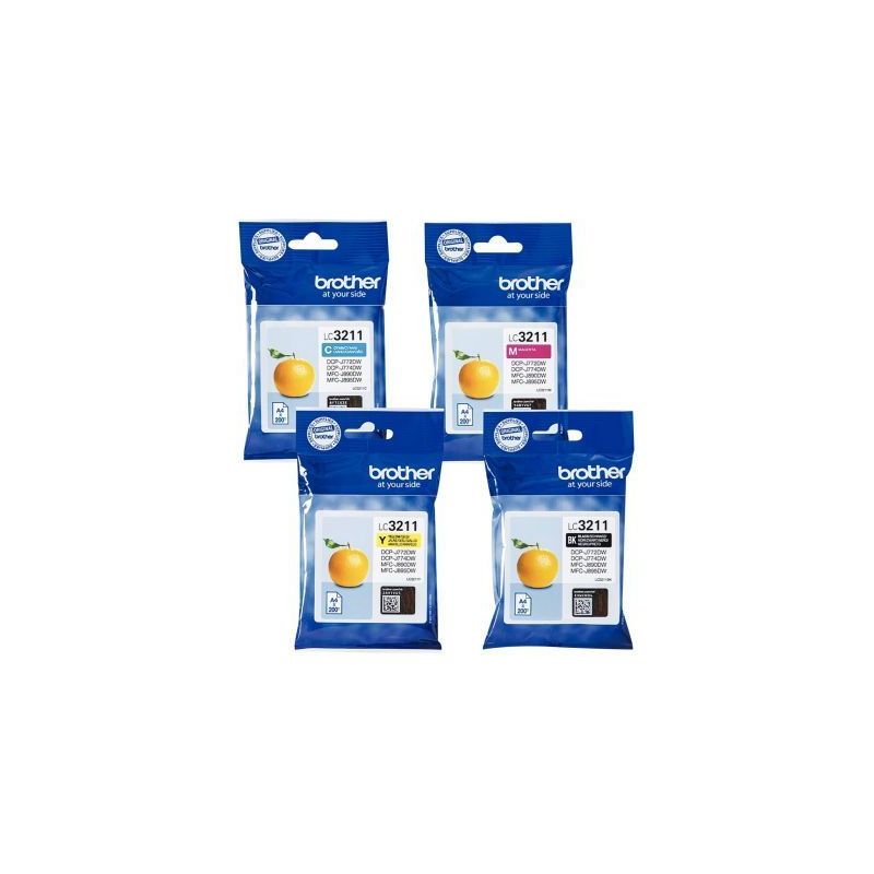 Achetez Lot de 4 cartouches encre à la marque Brother LC3211VAL noir, cyan, magenta et jaune Orange..