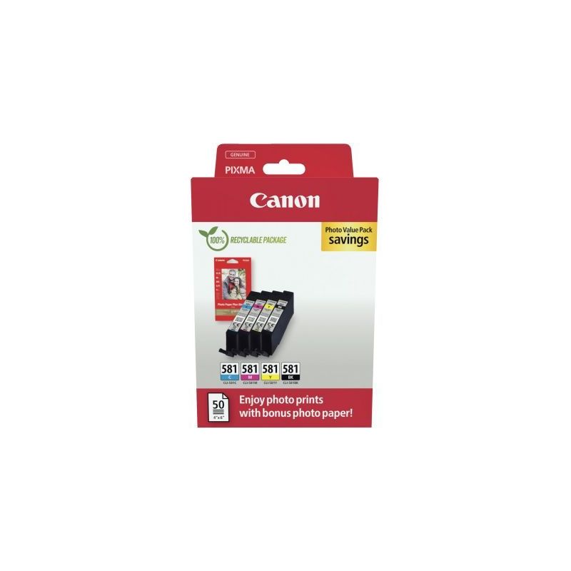 Achetez Canon 581 pack de 4 cartouches jet d'encre noire, cyan, magenta et jaune authentique (CLI581.. Achetez Canon 581 pack de 4 cartouches jet d'encre noire, cyan, magenta et jaune authentique (CLI581..