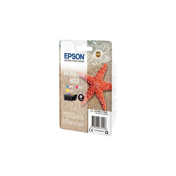 Lot de 3 cartouches jet d'encre à la marque Epson T03U540 cyan magenta jaune Etoile de mer C13T03U54010 EPSON