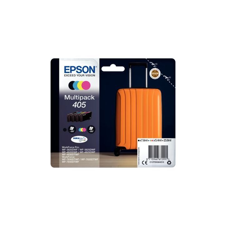 Lot de 4 cartouches jet d'encre à la marque Epson T05G640 noir cyan magenta jaune Valise C13T05G64010 EPSON