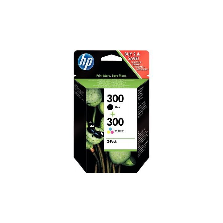 Lot de 2 cartouches jet d'encre à la marque HP CC640+643 noir et couleurs 300 CN637EE HP