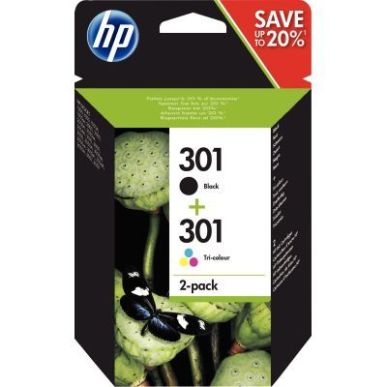 Achetez HP 301 Pack de 2 Cartouches d'Encre Noire et Trois Couleurs Authentiques (N9J72AE) pas cher ..