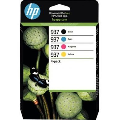 Achetez HP 937 pack de 4 cartouches d'encre noire, cyan, magenta et jaune authentiques (6C400NE) 937..
