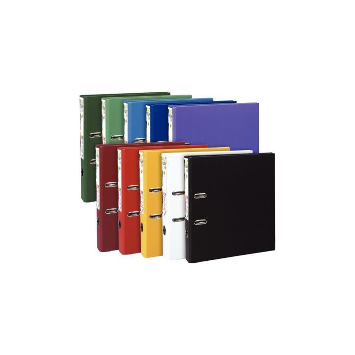 Carton de 10 classeurs à  levier en plastique PREM'TOUCH format A4 maxi dos 5 cm couleurs vives assorties 5315