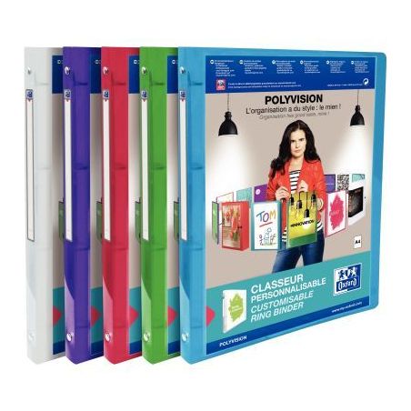 Achetez OXFORD Classeur OXFORD POLYVISION A4 dos 20 mm 4 anneaux ronds en PP translucide assorti pas..