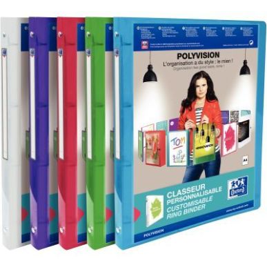 Achetez OXFORD Classeur OXFORD POLYVISION A4 dos 20 mm 4 anneaux ronds en PP translucide assorti pas..