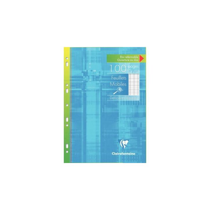 Etui de 50 feuillets mobiles A4, séyès 2,5 mm agrandi 10/10, perforés, coloris blanc 17499C CLAIREFONTAINE