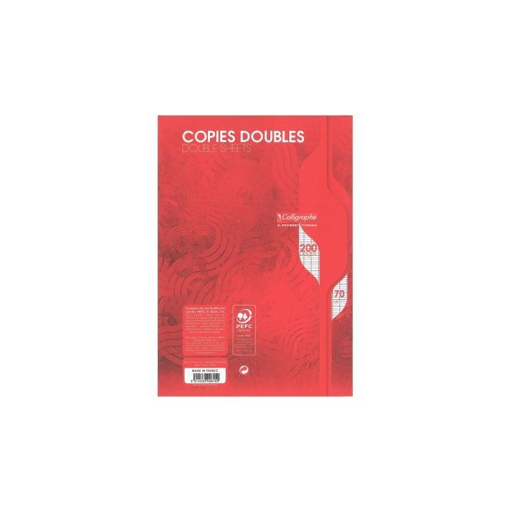 Sachet de 50 copies doubles (200 pages non perforées) format 21x29,7 cm séyès 70g blanc 2615C