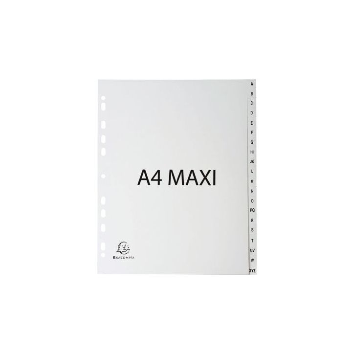 Jeu de 20 intercalaires alphabétiques en polypropylène gris recyclé, format A4+ 1920E FOREVER EXACOMPTA