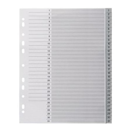Achetez Jeu de 31 intercalaires numériques en polypropylène gris format A4+ 100745090 NOKI pas che..
