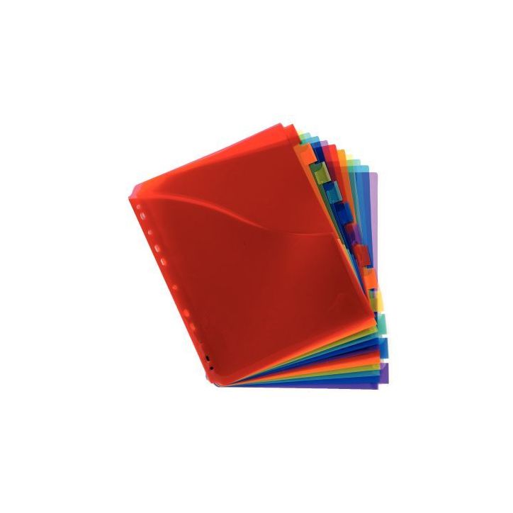 Jeu de 12 intercalaires à  onglets personnalisables en polypropylène coloré format A4 3912E EXACOMPTA