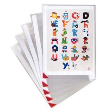 Achetez TARIFOLD Sachet de 5 poch. murales PVC A4, adhésives repositionnables, ouv. en coin et coin..
