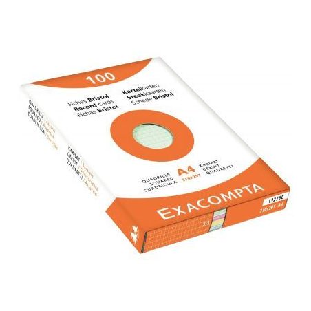 Achetez EXACOMPTA Etui de 100 fiches bristol non perforées 210x297mm (A4) 5x5 assortis pas cher sur..