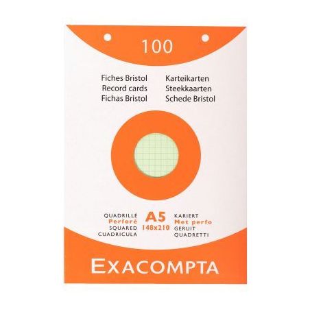 Achetez ETUI DE 100 FICHES  BRISTOL ASS QUADRILLE 5X5 PERF pas cher sur Ma Rentrée Scolaire
