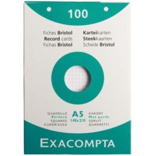 Achetez EXACOMPTA Etui de 100 fiches bristol perforées 148x210mm (A5) 5x5 Blanc pas cher sur Ma Ren..