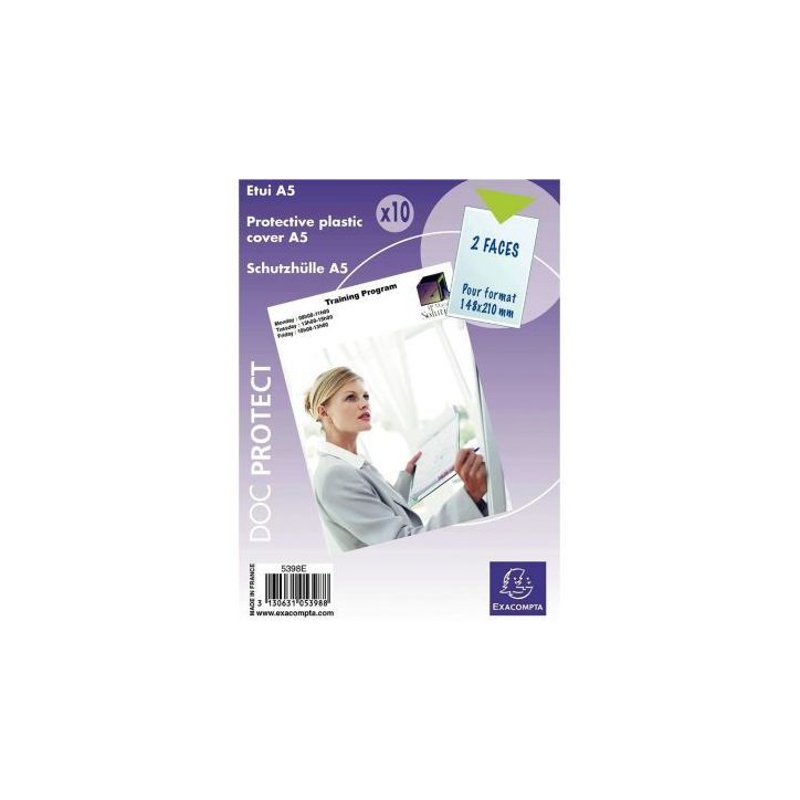 EXA SACHET DE 10 ETUIS DE PROTECTION A5 PVC 5398E