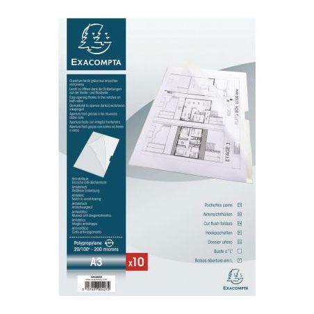 Achetez Sachet de 10 pochettes coin en polypropylène 20/100ème pour format A3 325005E EXACOMPTA pa..